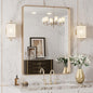 LOAAO 24”X32” Gold Bathroom Mirror, Rounded Rectangle Gold Frame Mirror by LOAAO