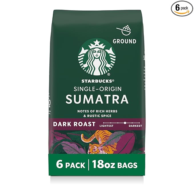 Starbucks Ground Coffee, Dark Roast Hot or Iced Coffee, Single-Origin Sumatra by StarbucksCoffee