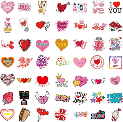 100PCS Valentine's Day Stickers, Non-Repeating Vinyl Waterproof Romantic Stickers for Laptops, Gifts, Water Bottles, Scooters, and Valentine's Day Wall, Window Decorations