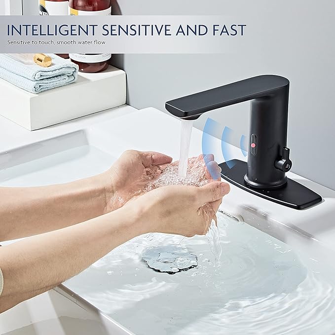 Tool-Free WaterSense Touchless Bathroom Brass Faucet, Automatic Sensor Faucet - Image 8
