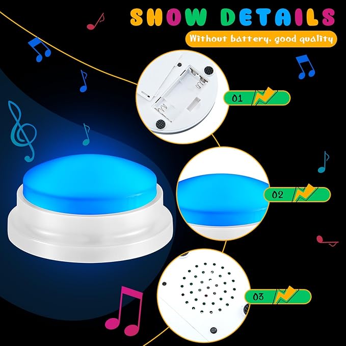 Honoson 8 Pcs Recordable Answer Buzzers, Personalized Sound, Recordable - Image 3