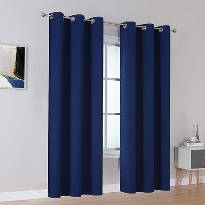 DUALIFE Navy Blue Blackout Curtains 84 Inch Length - Image 2