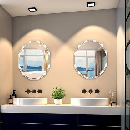 Bathroom Mirrors for Over Sink, Round Frameless Mirrors for Wall, 23.5x27.5 - Image 3