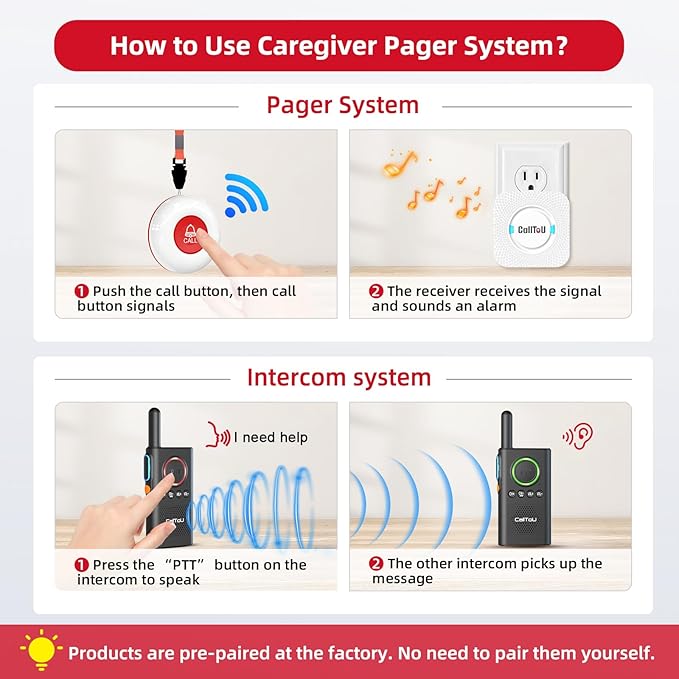 CallToU Caregiver Pager Wireless Alert Button Home Intercom System Long Range 2 - Image 8