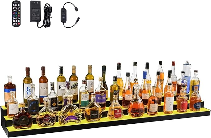 VEVOR LED Lighted Liquor Bottle Display, 3 Tier 70 Inch, Illuminated Home Bar - Image 9