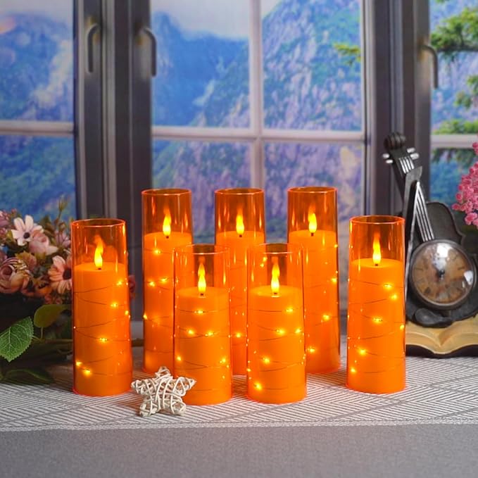 Flameless Candles with Embedded Star String, Battery Operated LED Pillar - Image 6