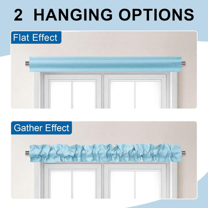 XWZO Sleeve Topper with Top Bottom Ruffle Sleeves Valances Home Décor Window Treatment Bedroom Nursery Kitchen Window Curtain Header, 58" x 5",1 Piece, Textured-Sky Blue