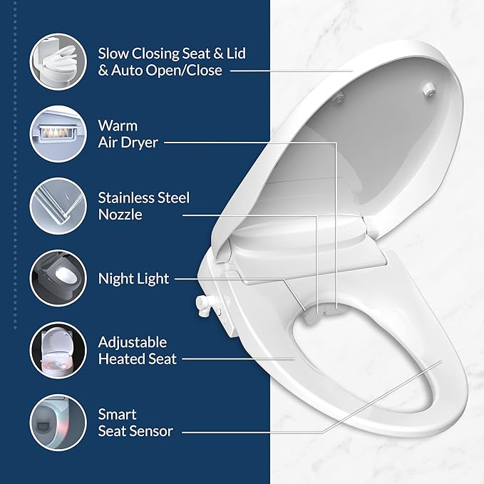 Bio Bidet DLS Premium Heated Bidet Seat, Warm Water & Air Dryer, Auto Open and - Image 4