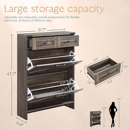 Shoe Storage Cabinet, Farmhouse Shoe Organizer - Image 2