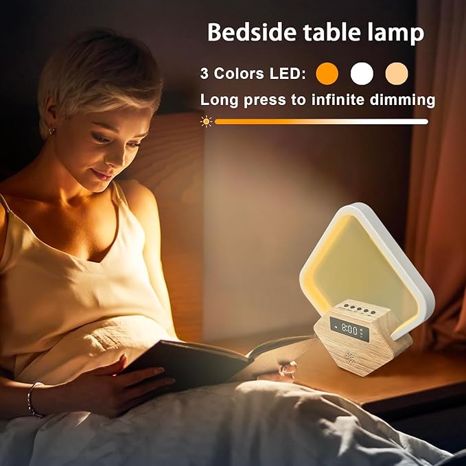 Wood Sunrise Alarm Clock with White Noise Machine 3 Color Night Light 15 - Image 7