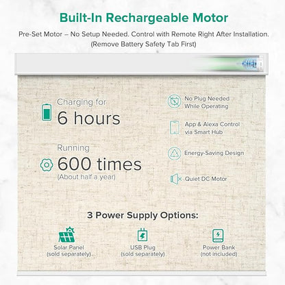 Kilonity Motorized Roller Shades, Light Filtering Remote Control Custom Window - Image 3