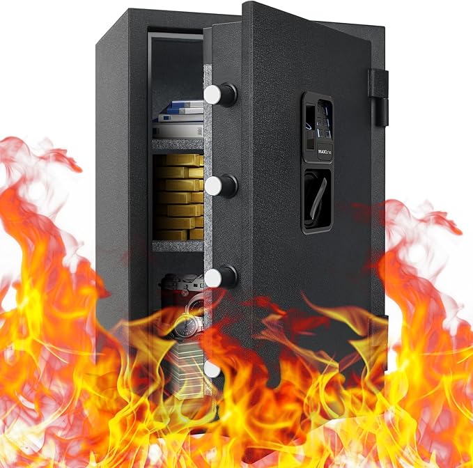 Biometric Finger Vein Fireproof Safe Box, 2.15 Cubic Feet Fire Resistant by MAXSafes