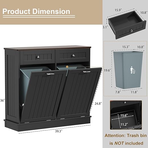 Tilt Out Trash Can Cabinet Dog Proof - Image 2
