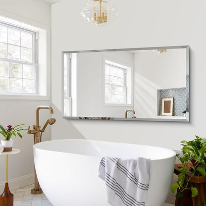 CILIBER Large Beveled Mirror, 30x55 Frameless Beveled Bathroom Mirrors - Image 8
