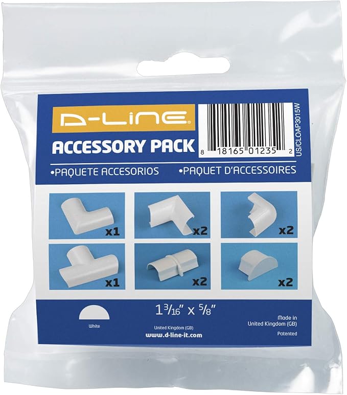 D-Line Medium Cable Raceway Accessory Pack, Join 1.18in x 0.59in Cord Cover - Image 5