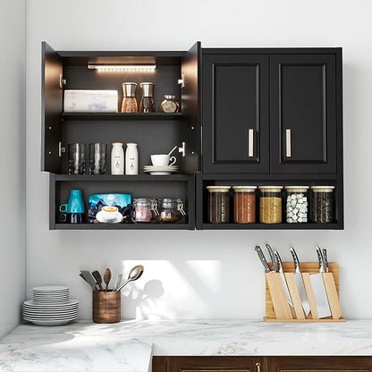 Black Wall Cabinet 23x29 inch for Bathroom Laundry Room Bedroom Kitchen Wood - Image 2