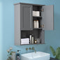 Grey Cabinet Wall Mounted with 2 Doors, Wooden Medicine Cabinet with Adjustable by VANIRROR