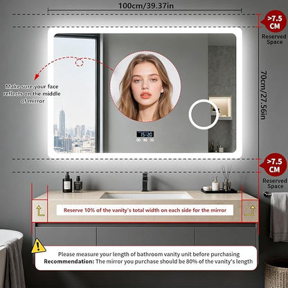 LUVODI Bathroom Mirror LED Lighted: 40x24 inch Rectangle Makeup Vanity - Image 3