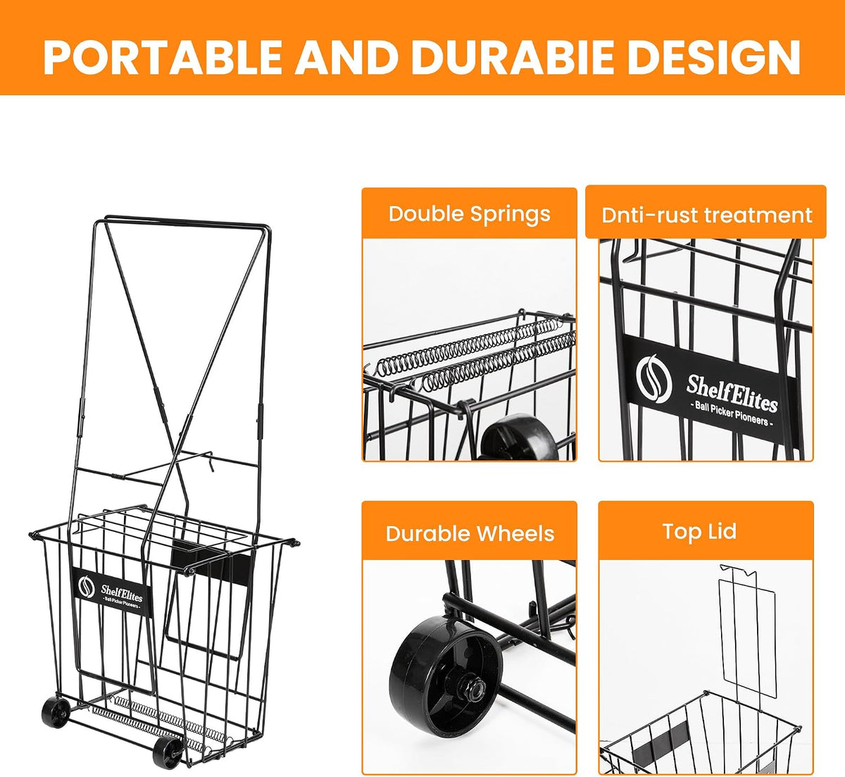 Tennis Ball Hopper, Portable Tennis Ball Holder with Handle for Court, Practi...