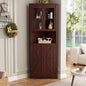 67''H Dark Brown Tall Corner Storage Cabinet by FiveWillowise
