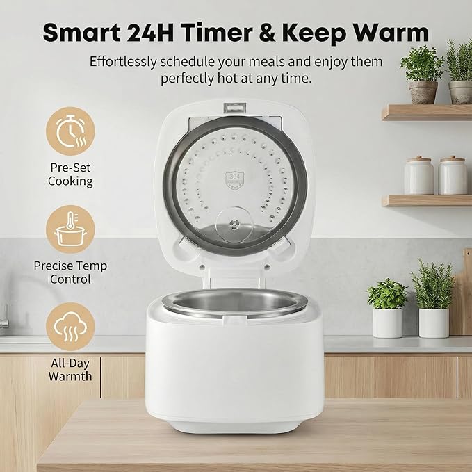 OCTAVO Low Carb Rice Cooker, 5-Cup Uncooked Stainless Steel Inner Pot, Low - Image 5