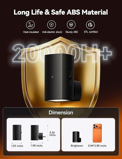 Brightown 2 Pack Black White Night Lights Plug into Wall, Modern Night Light - Image 7