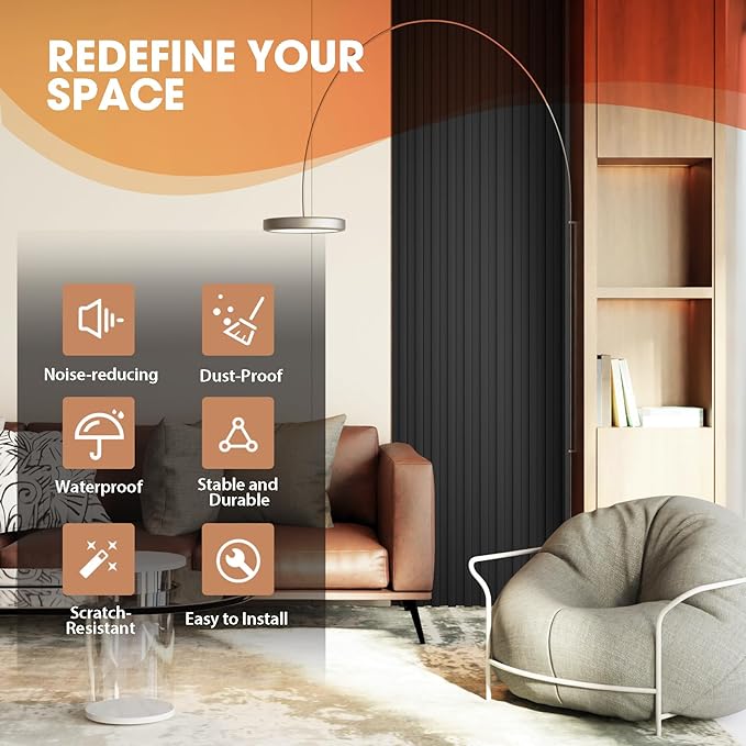 OUZUGIE WPC Acoustic Slat Wall Paneling, Living Room, TV Background, Study Room - Image 6