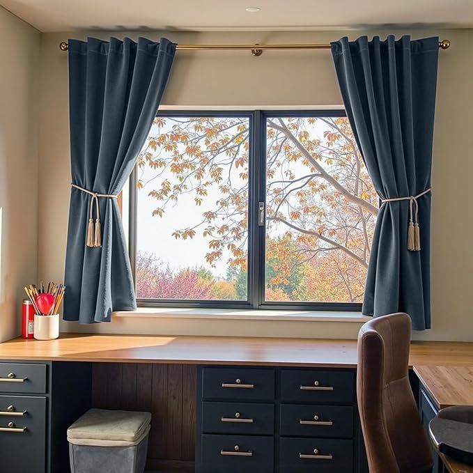 Lazzzy Velvet Blackout Curtains Thermal Insulated Room Window Drapes Super Soft - Image 5
