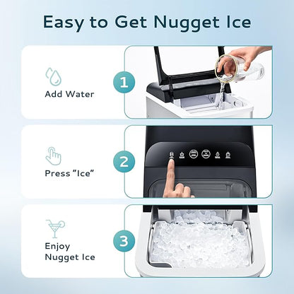 EUHOMY Nugget Ice Maker Countertop, Ready in 8 Mins, Self-Cleaning, 34lbs/24H - Image 4