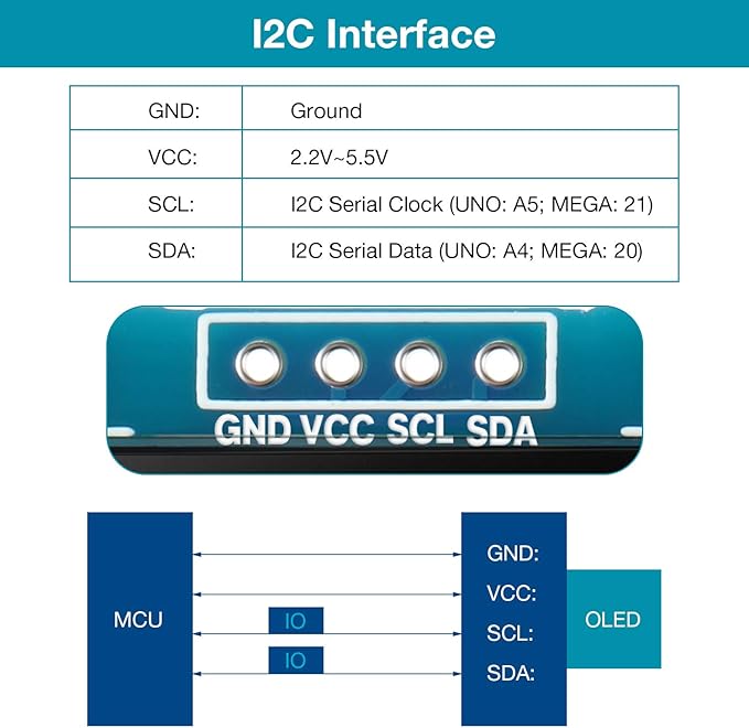 Weewooday 5 Pieces 0.96 Inch OLED Module 12864 128x64 Driver IIC I2C Serial - Image 2