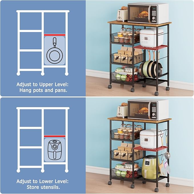 Rolling Kitchen Storage Microwave Cart, Kitchen Island - Image 3