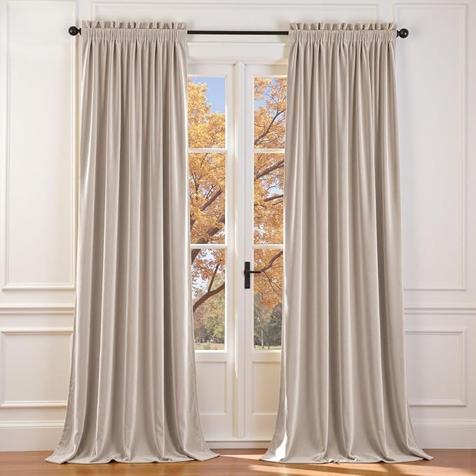 Lazzzy Velvet Blackout Extra Long Curtains Thermal Insulated Room Window Drapes by Lazzzy