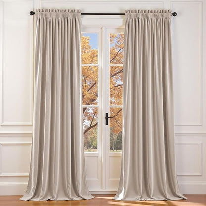 Lazzzy Velvet Blackout Extra Long Curtains Thermal Insulated Room Window Drapes by Lazzzy