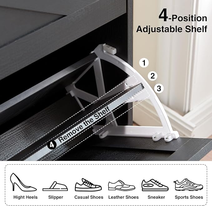 Shoe Storage Cabinet, Farmhouse Shoe Organizer - Image 6