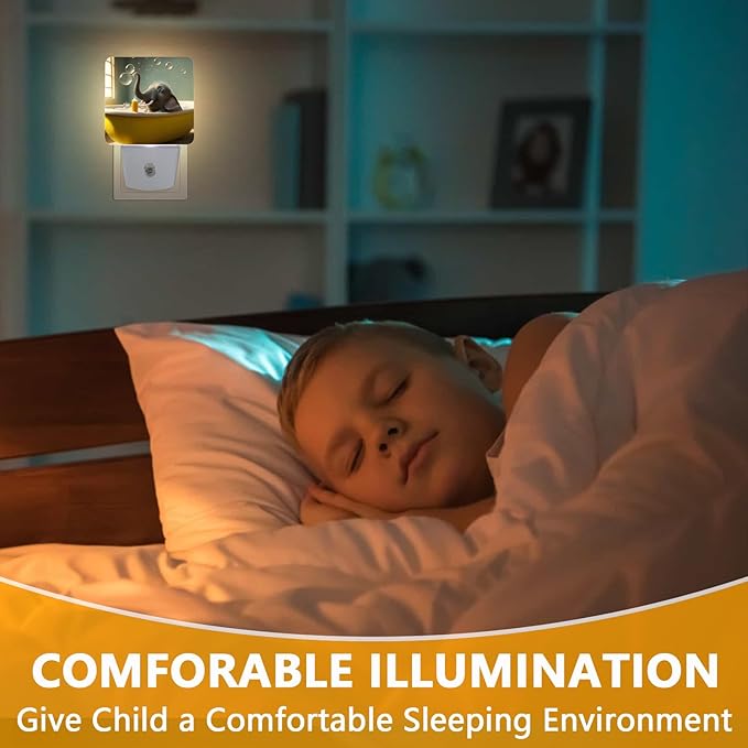 GANTINIR Cute Elephant Take a Bath Night Light, Plug-into African Animal - Image 4