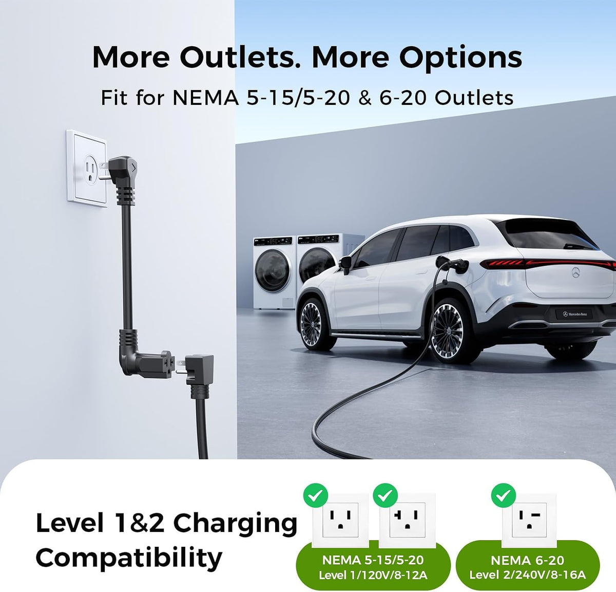2026 New Level 1&2 EV Charger, 8-16Amp, 25FT Cord, J1772 EV/PHEVs