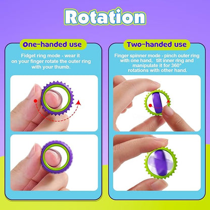 Fidget Toys Sensory Rings for Adults: 12 Pack Spiky Spinner Rings for Pain Stim - Image 2
