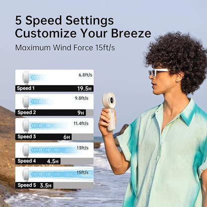 JISULIFE Handheld Fan Life7 – Ultimate Flexibility: High-Power Motor, LED - Image 3