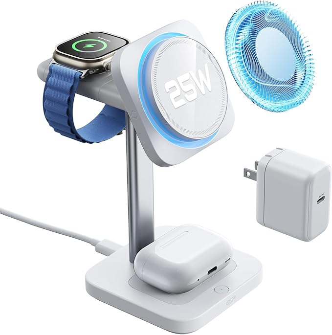 ESR for 3 in 1 Charging Station, Qi2.2 Certified 25W MagSafe Charger Stand by ESR