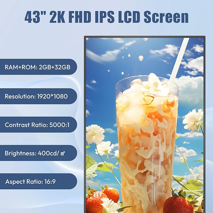 QIXZOCV MWE 43 Inch Mobile Digital Signage Display Kiosk - Image 6