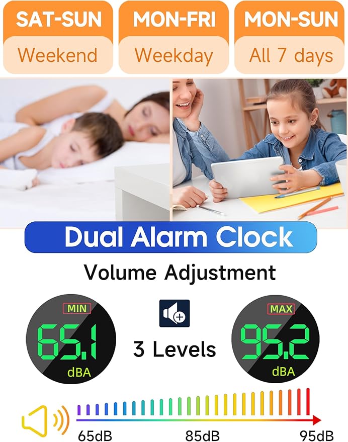 Cadmos Loud Alarm Clocks for Heavy Sleepers, Large Digital Display, 7 Color - Image 5