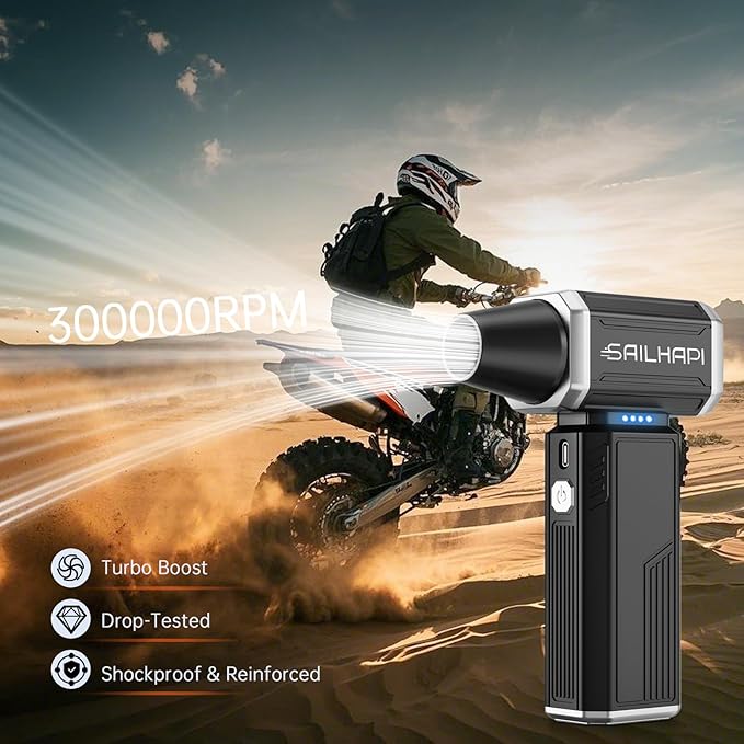 Powerful Air Duster 300000RPM, Handheld Office Duster Blower Replaced Can of Air - Image 8