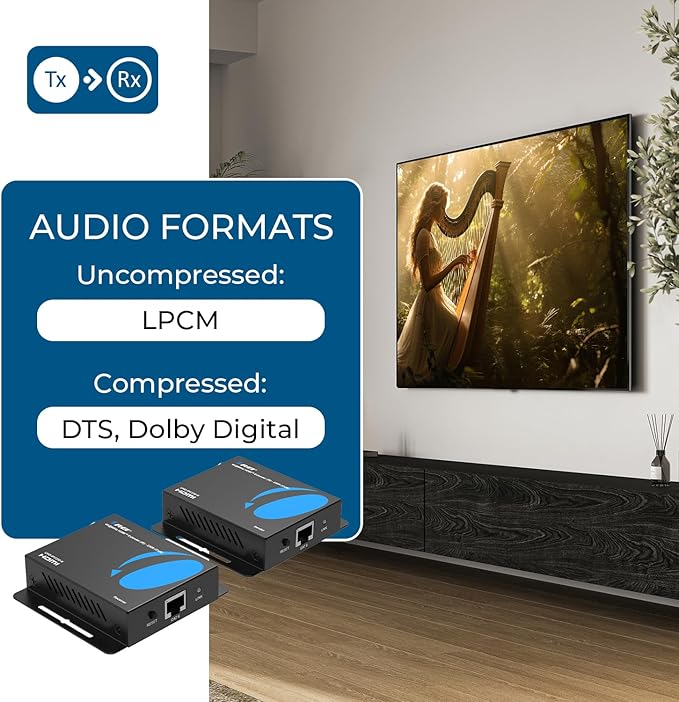 OREI HDMI Over Ethernet Extender via CAT6/7-4K@60Hz Up to 230 ft – HDMI 2.0 & - Image 7