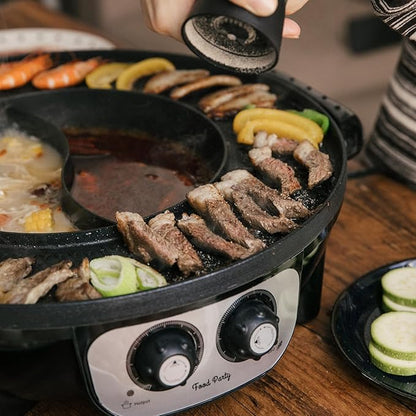 Food Party Hot Pot with Grill 2 in 1 Electric Smokeless Grill and Hotpot Pot - Image 7