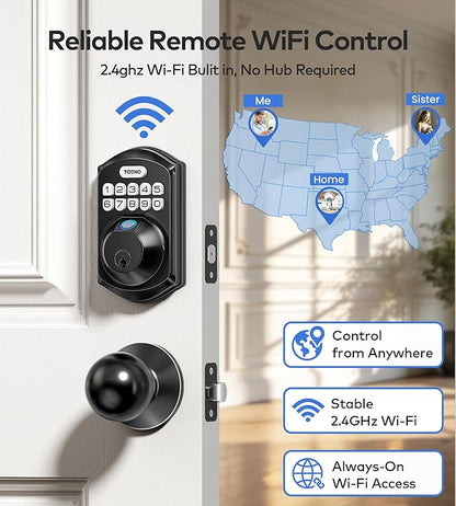 TEEHO TE012W-K WiFi Smart Keyless Entry Door Lock - Image 2