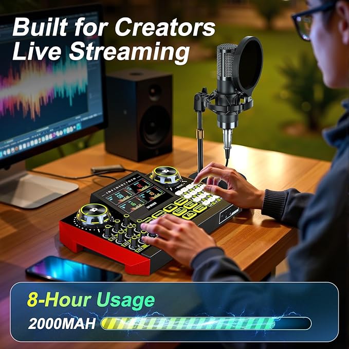 Podcast Microphone Bundle with Live Sound Card Audio Mixer, Podcast Equipment - Image 9
