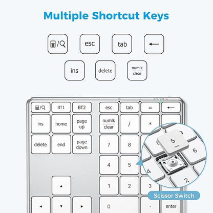 iClever KP10 Bluetooth Number Pad, Dual Device Connection, 34 Keys Ultra-Slim - Image 7