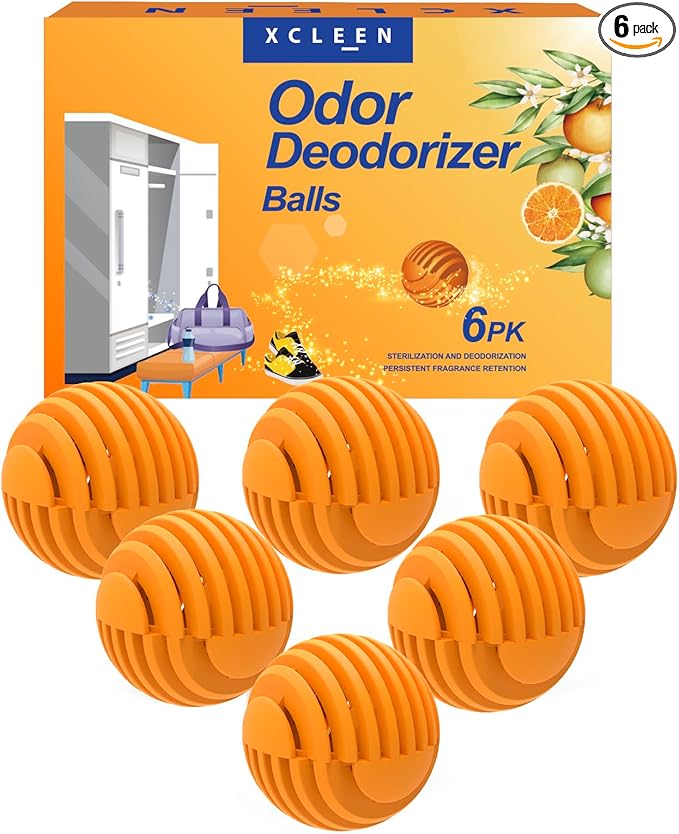 Shoe Deodorizer Balls Citrus 6 Pack, Natural Essential Oil Long Lasting Sneaker by Xcleen