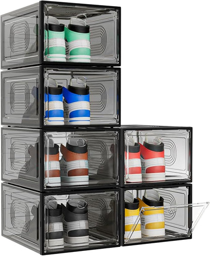 6 Pack Thicken Shoe Organizer Stackable, Upgraded Sturdy Shoe Storage Box by shoeboxesanddeskorganizers