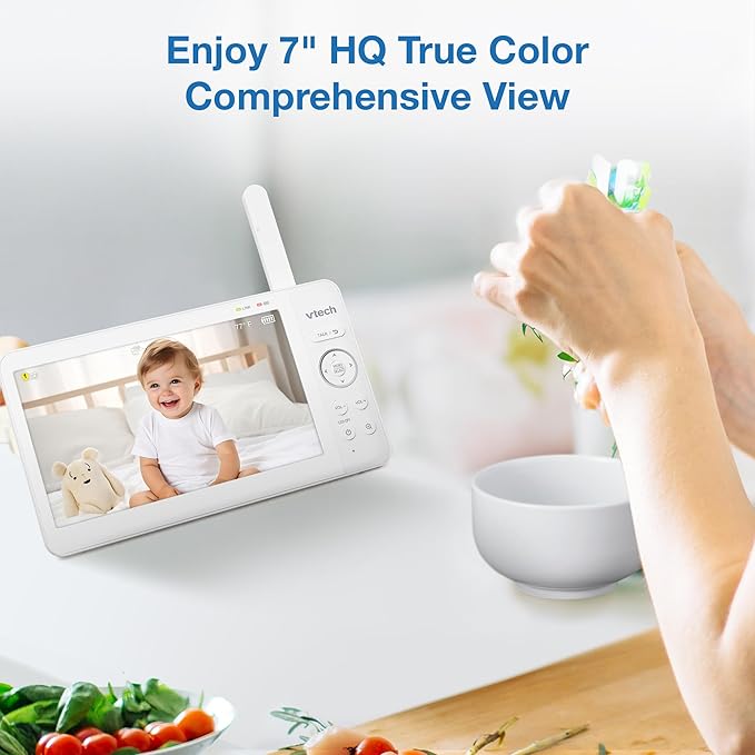 VTech 7" Baby Monitor with IPS Screen, Pan Tilt Zoom Camera, No WiFi Video Baby - Image 3
